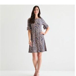 Perceptions Blue and Pink Floral Long Sleeve Dress